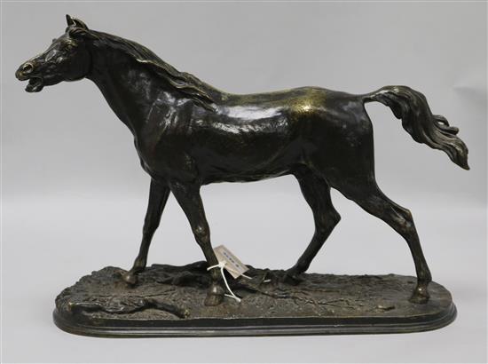 After Pierre-Jules Mene (1810-1871), A bronze model of a horse Djinn, 15.5in.